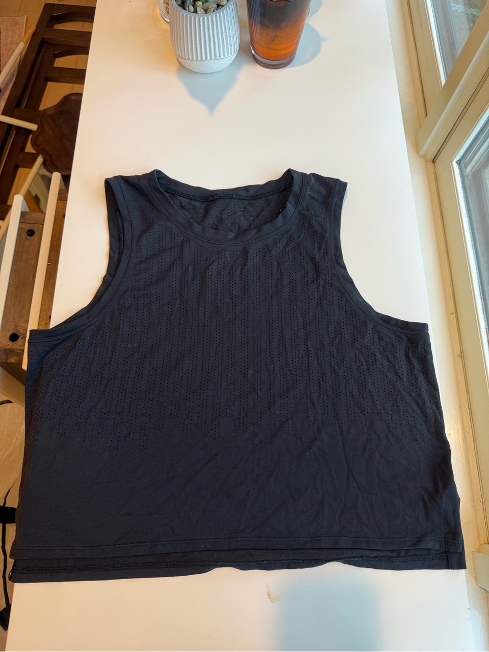 Lululemon Athletica Black Sleeveless Athletic Mesh Crop Tank